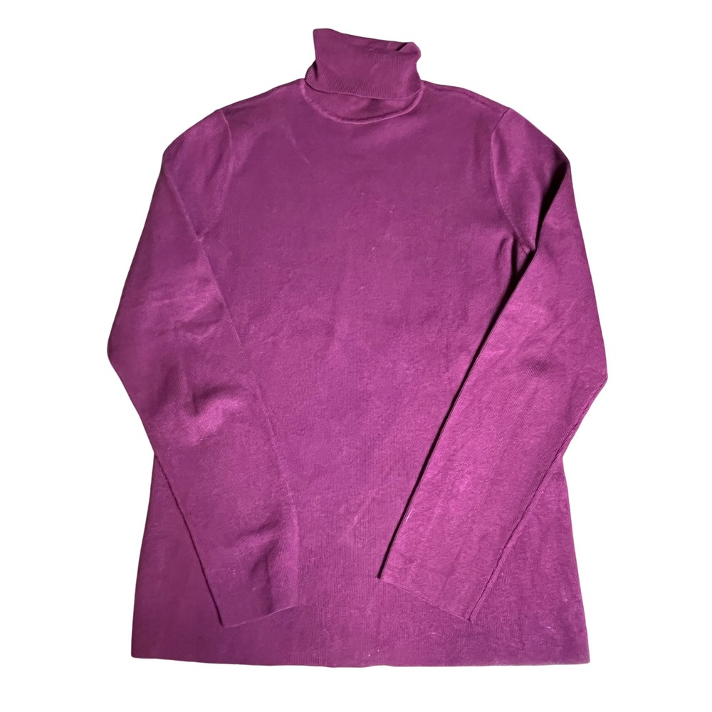 Chico's Womens Plum Purple Ribbed Turtleneck Sweater Size 1 Rayon Blend Top